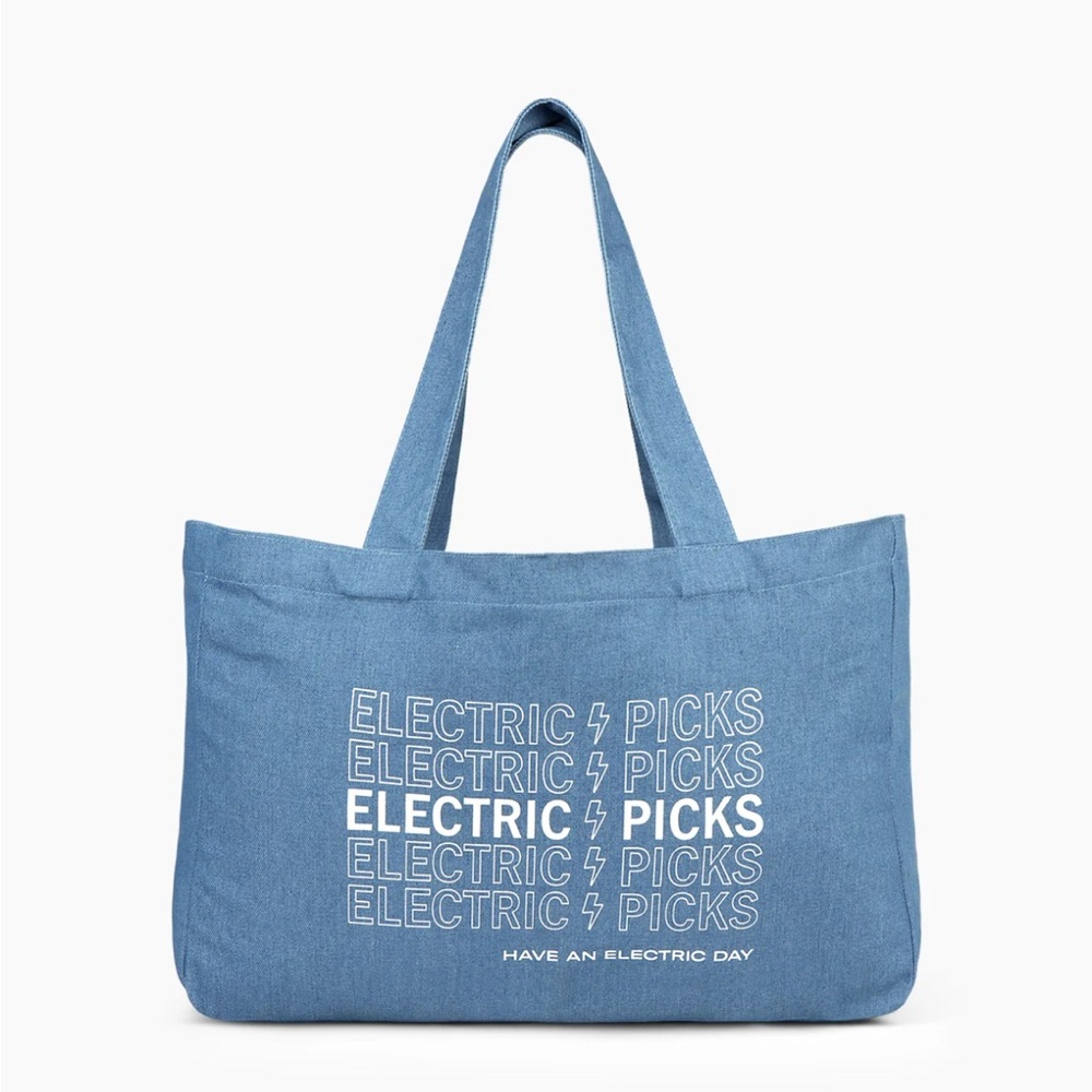 Electric Picks Denim Tote Bag